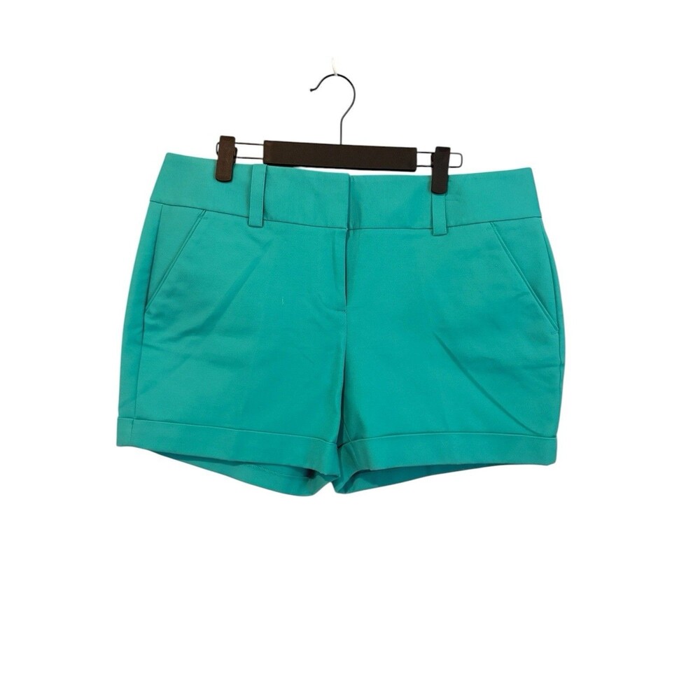 Vince Camuto Women’s 12 Flat Front Shorts Cuffed Hem Chino Casual Teal Pockets